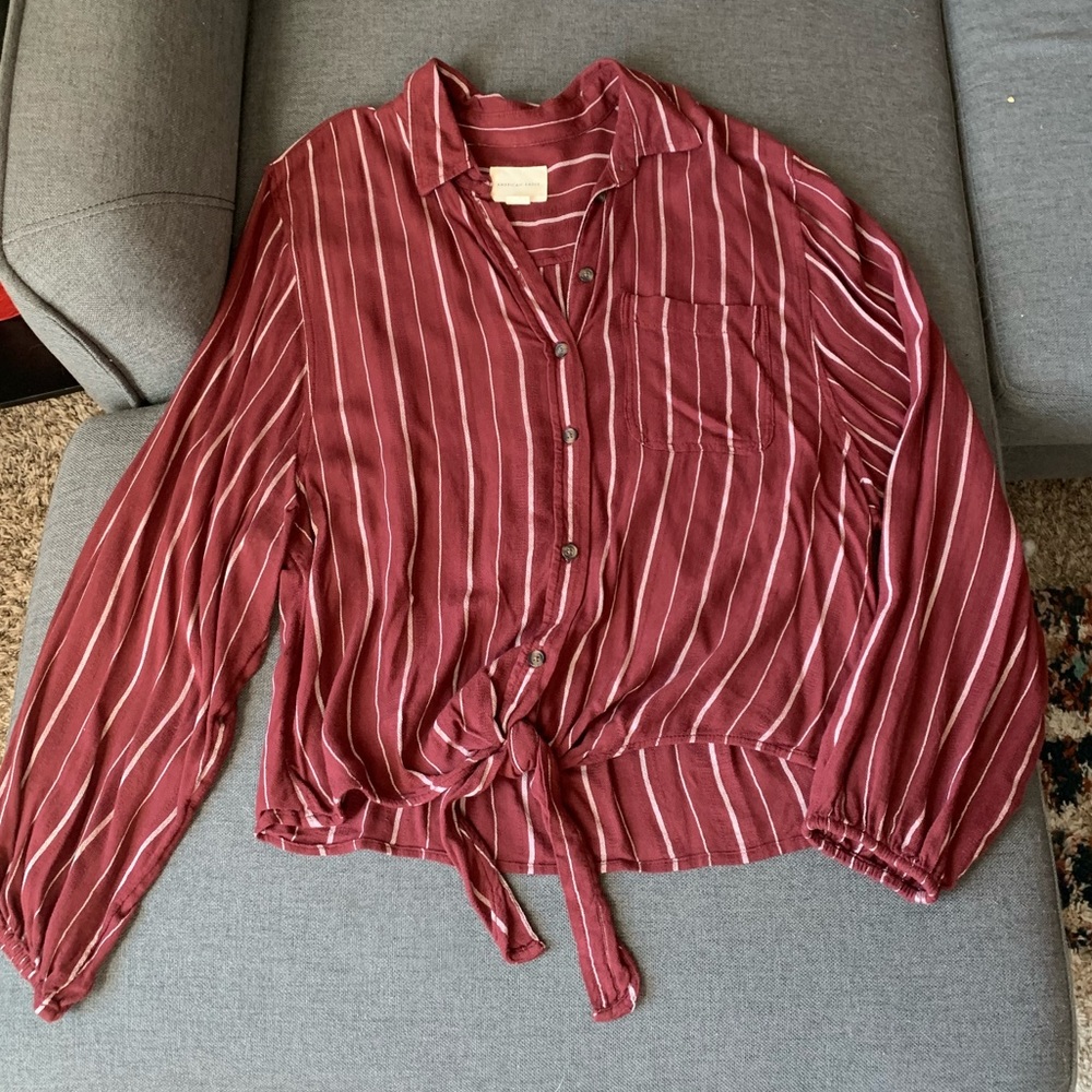 Tied Button Up Blouse